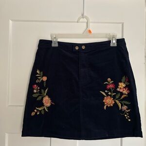 Mossimo Supply Co. Navy Mini Skirt with Floral Embroidery